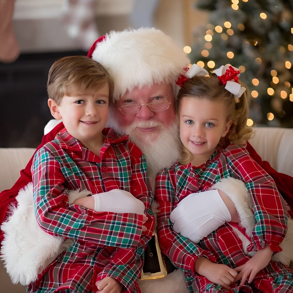 Santa visiting a family